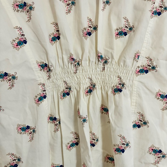 Women’s Wrangler Floral Ruched Cream/White Western Button Up Blouse Size L - Picture 8 of 10